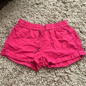 Pink Linen Lounge Shorts